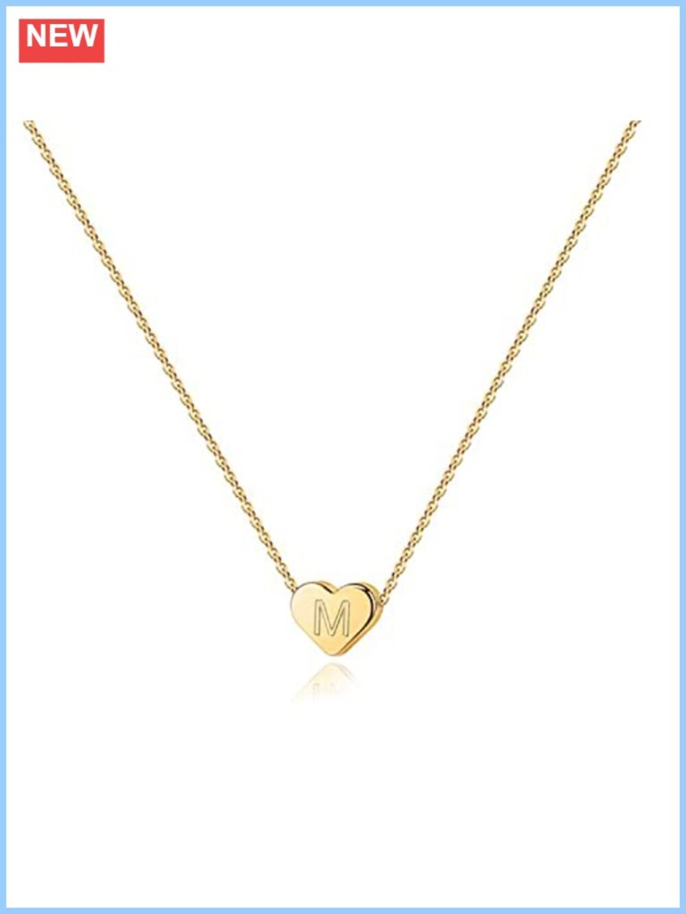 14K Gold Plated Tiny Heart Necklace Dainty Personalized Letter Choker Adjustable
